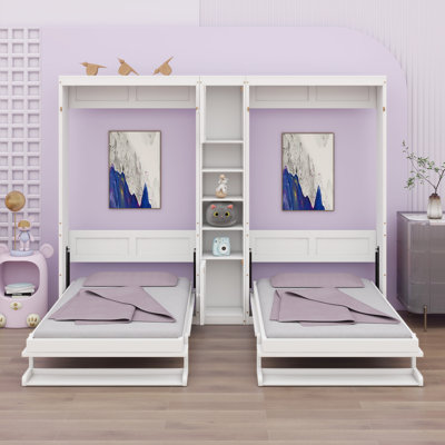 Dual Murphy Beds With Cabinets And Shelves