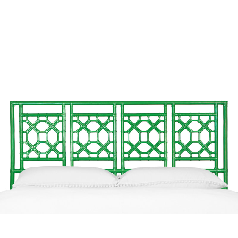 Lattice Back Open-Frame Rattan Headboard, King, Bright Green