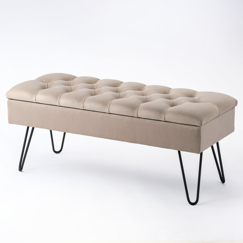 Emborough Upholstered Storage Bench, H44 x W140 x D40cm, Beige