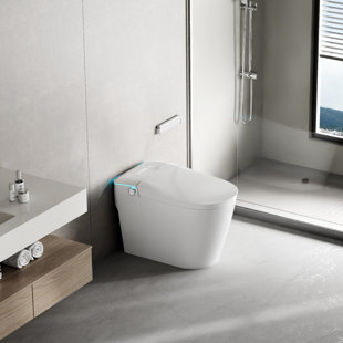 Smart Toilet With Tank, Uv Sterilization, Auto Open/Close, Auto Flush, Heated Seat, Warm Air Dryer, Adjustable Water Temp & Pressure, Feminine Wash, Night Light