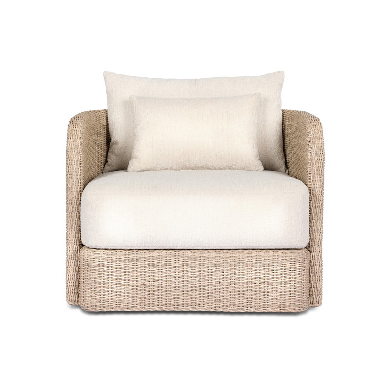 Corrigan Outdoor Swivel Armchair, Vintage White