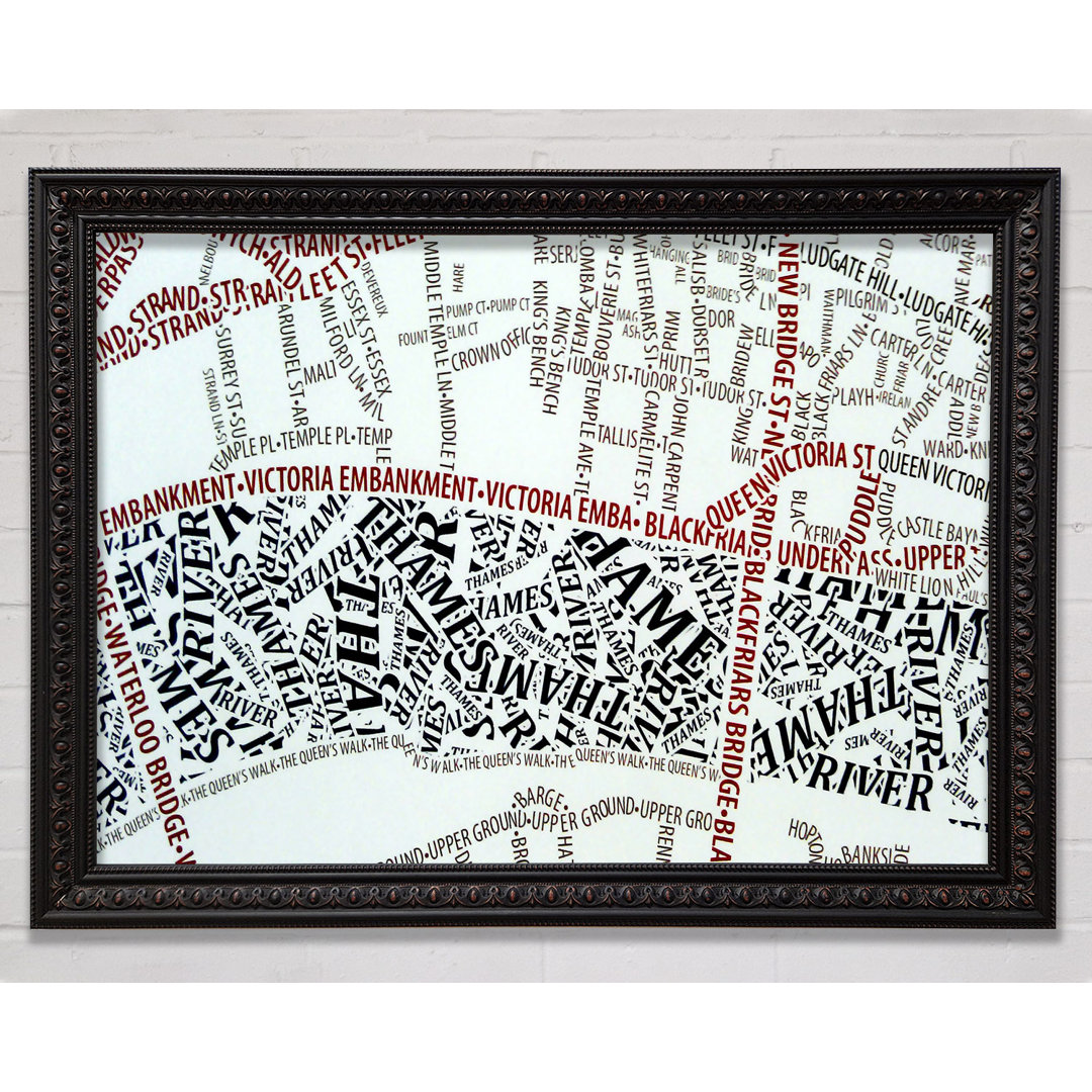 London River Thames Map - Einzelner Bilderrahmen Kunstdrucke