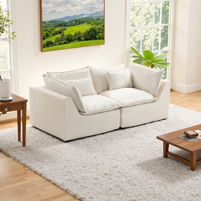 Canapé modulaire surdimensionné 74,8 po Modular Cloud Comfort Canapé, Blanc