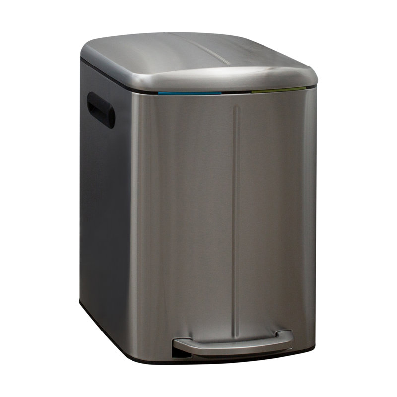 Poubelle et bac de recyclage multi-compartiments 10,57 gallons en acier