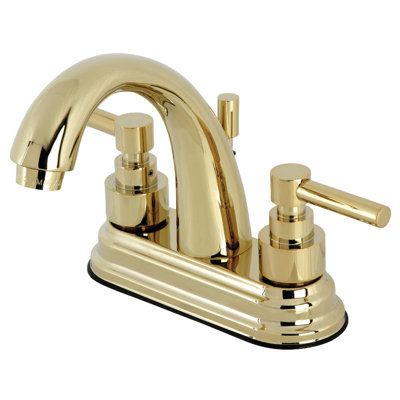 Kingston Brass Elinvar Two-Handle 3-Hole Deck Mount 4" Centerset Bathroom Faucet with Brass Pop-Up