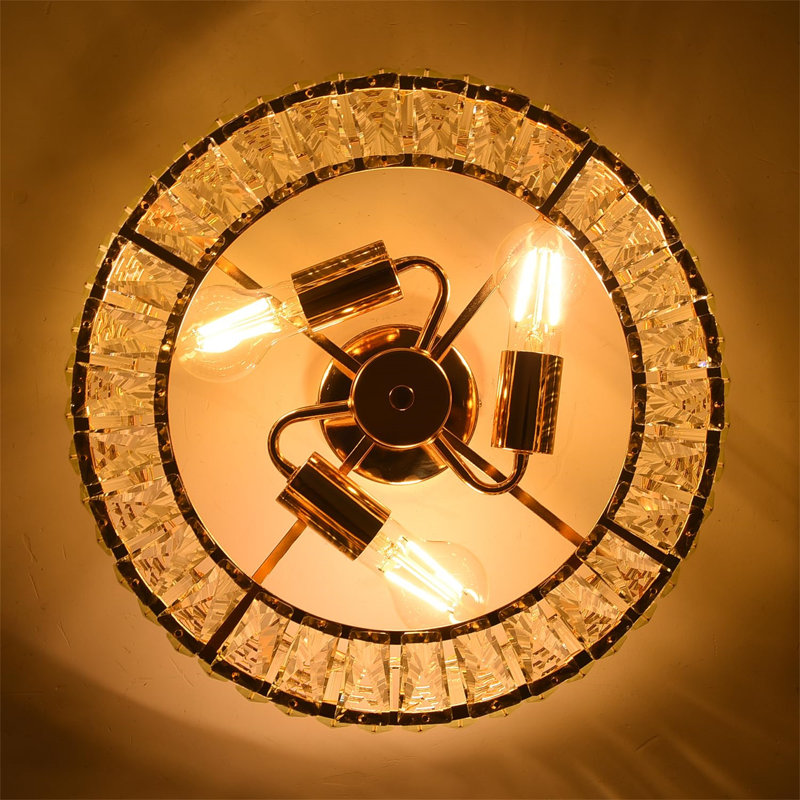Crystal Semi Flush Mount, Gold
