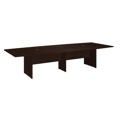 BBF 120W x 48D Boat Shaped Conference Table with Wood Base