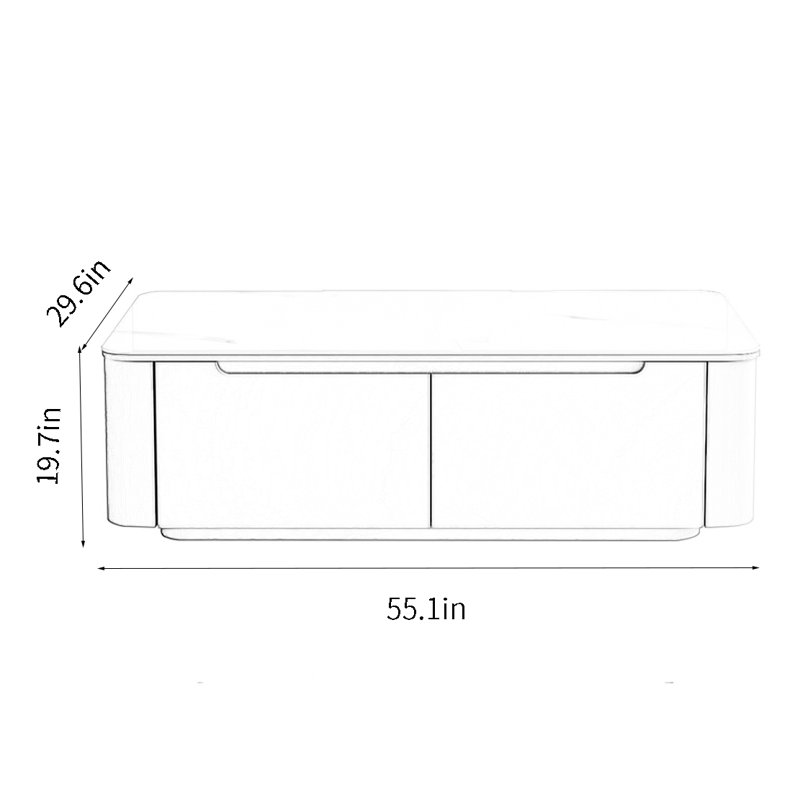 Modern simple coffee table, 19.7" H x 55.1" L x 29.5" W, Gray