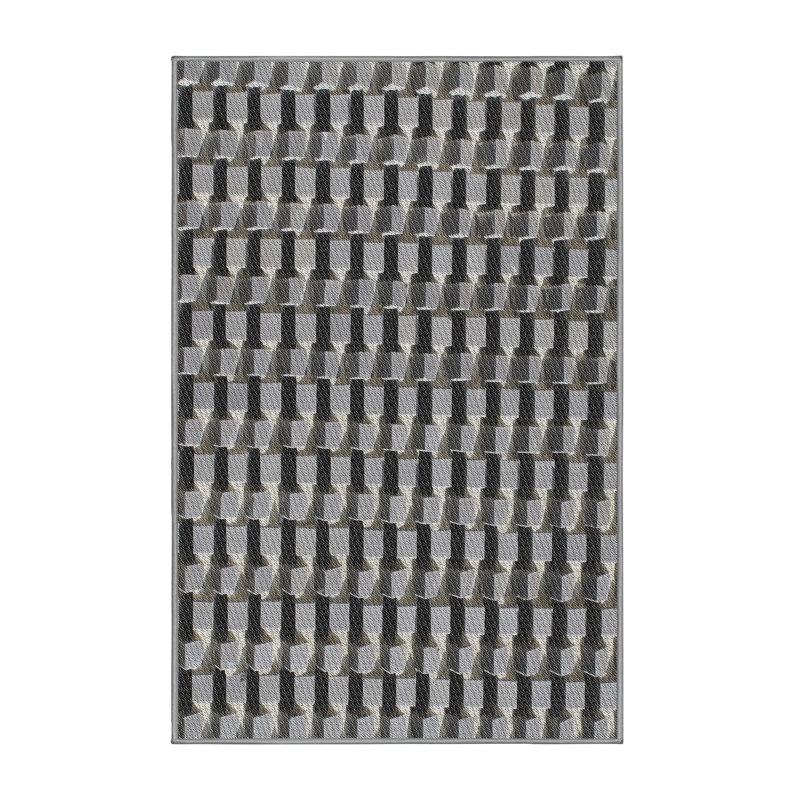 Tapis gris / noir Power Loom, Rectangle 6 pi x 9 pi