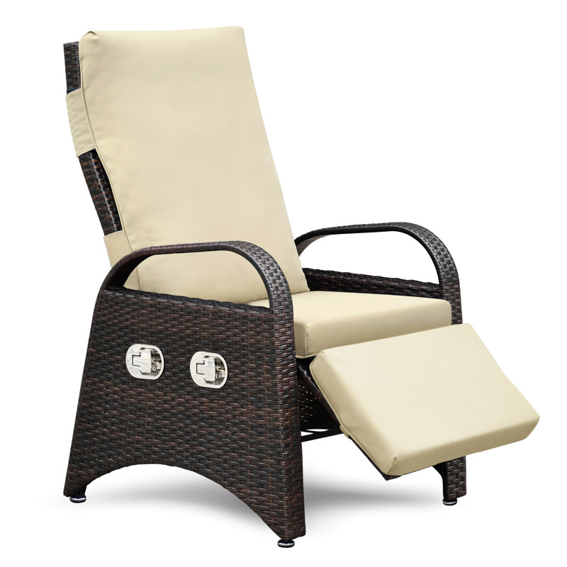 Fauteuil d'extérieur confortable avec mécanisme tissé à la main et réglable
