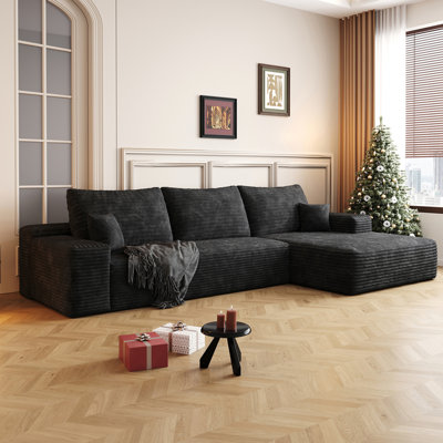 Canapé modulaire 107 po avec méridienne en L 107 po, canapé modulaire contemporain avec siège profond, fauteuils rembourrés pour la chambre à coucher du salon, aucun assemblage requis, canapés à compression