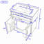 Meuble-lavabo autoportant avec lavabo en céramique, tablette réglable, portes à fermeture en douceur et supports de porte de rangement