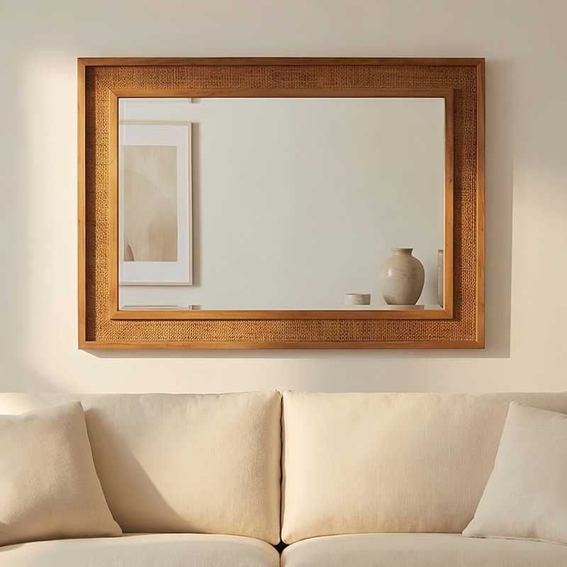 Miroir décoratif en rotin, Verticale, 36 po x 24 po