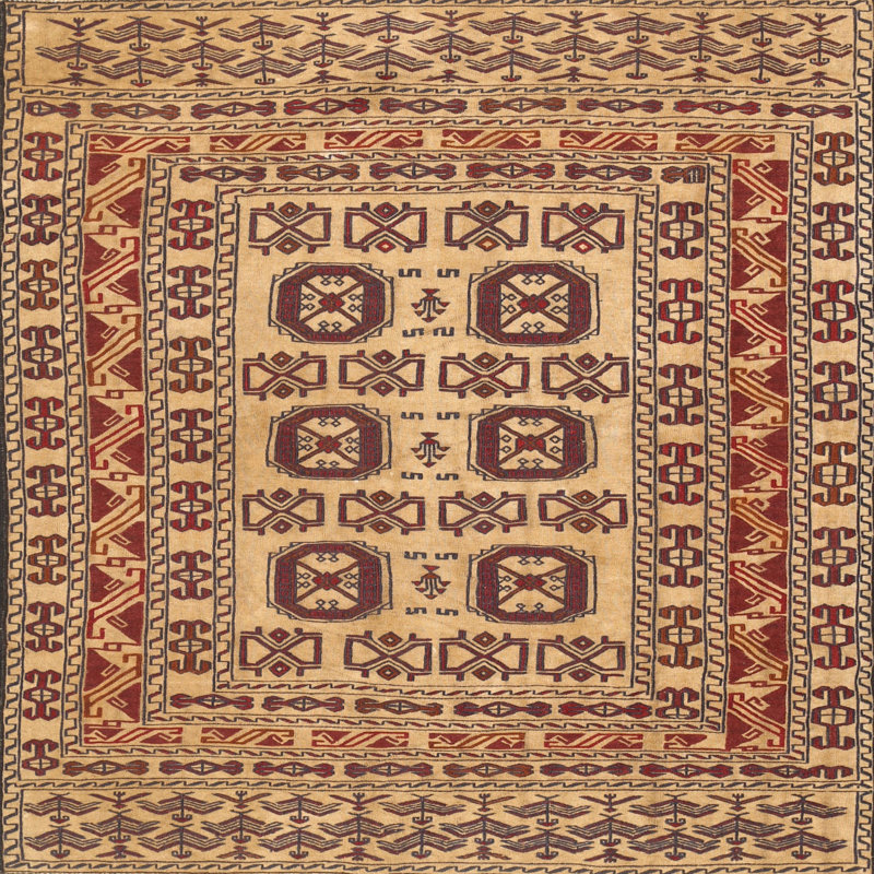 Tapis beige Southwestern, Rond 6 pi