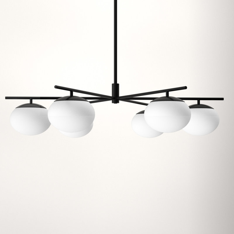 Monika 6 - Light Dimmable Sputnik Modern Linear Chandelier, Aged Iron