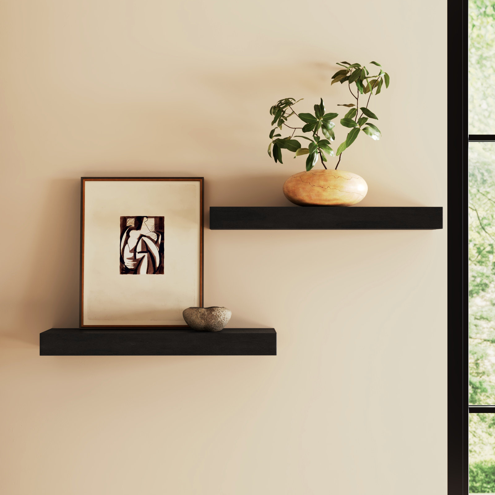 Jeremiah Floating Shelf, Black, 2.3" H x 24" W x 8" D