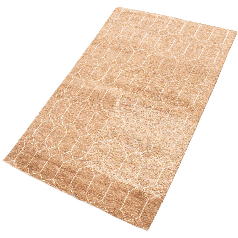 Tapis unique en laine noué à la main brun clair de 4 pi 11 po x 8 pi Fjorda