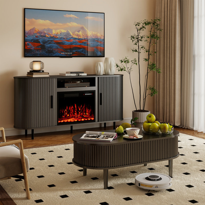 39" Fluted Lift Top Coffee Table, Black