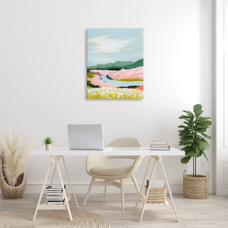 "Pastel Mountain Stream", art mural par Grace Popp, H 30 po x l 40 po
