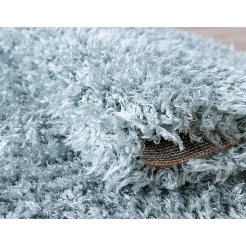 Tapis à poils longs bleu, Rectangle 4 pi 1 po x 6 pi 1 po