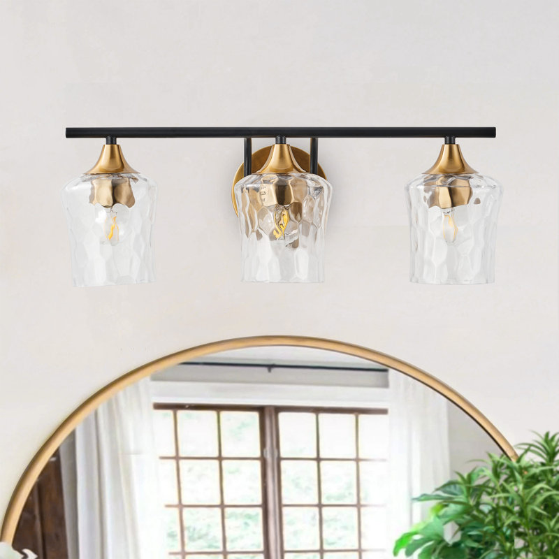 3 phares miroir en verre transparent à intensité variable noir doré
