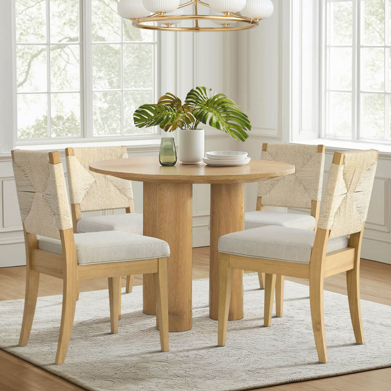Solid Wood Woven Rope Dining Chairs