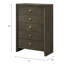 Commode 5 tiroirs Ilana, finition grise