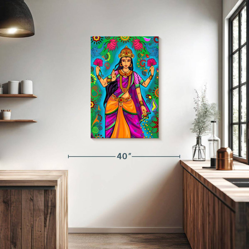 Déesse indienne Adella Lakshmi, H 36 po x l 24 po