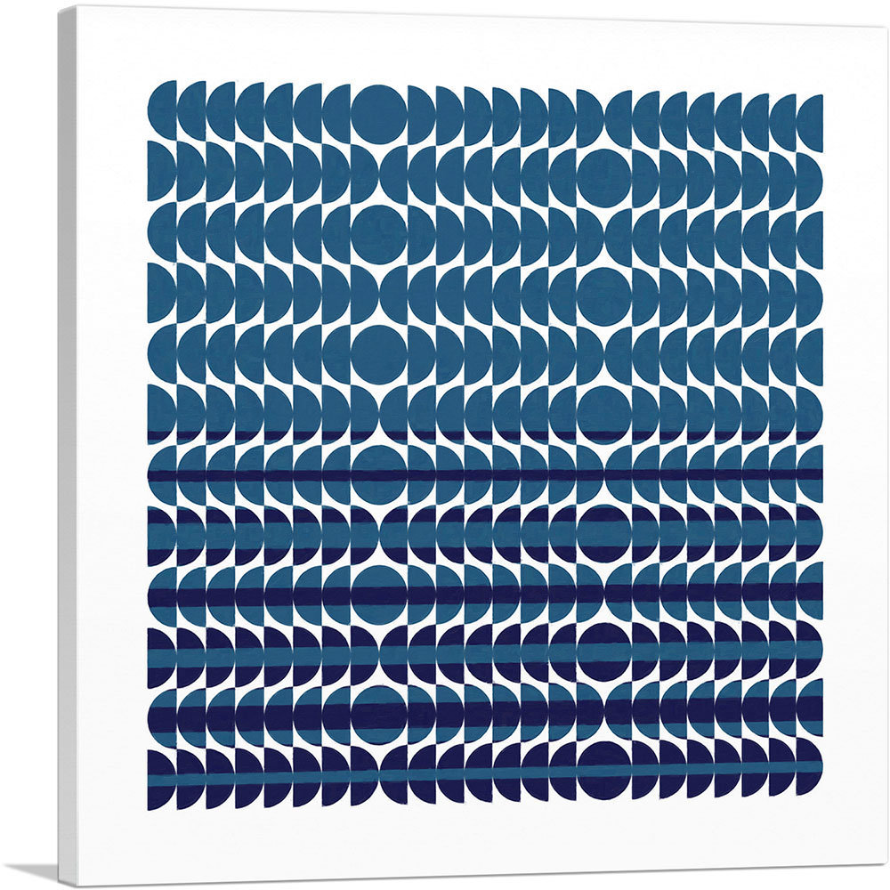 " Mid-Century Modern Blue Circles Rising " ARTCANVAS 
