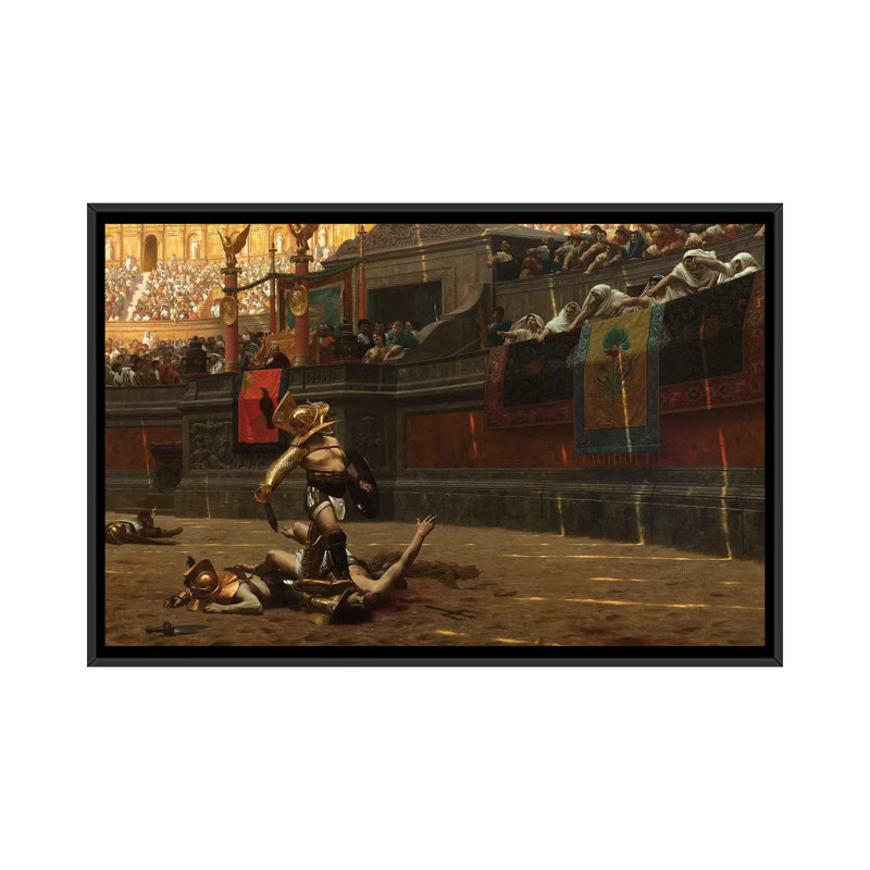 « pollice verso », reproduction d’impression sur toile, H 18 po x l 26 po x P 1,5 po, Toile avec cadre noir, Pas de tapis