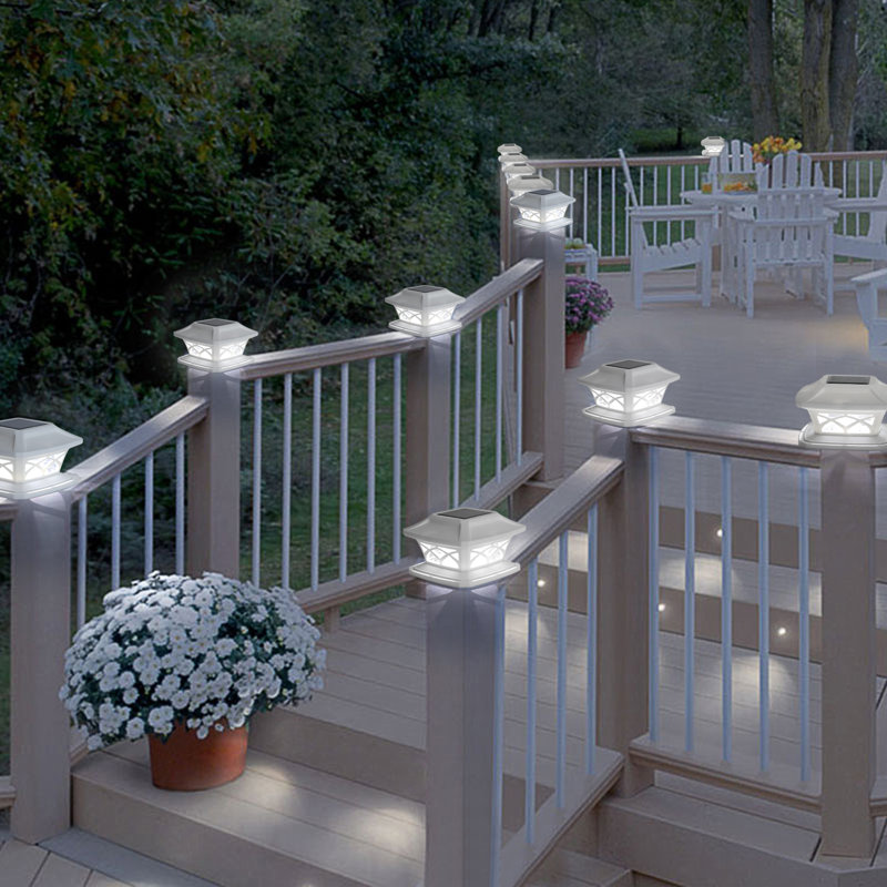 Low Voltage Solar Powered Integrated LED Fence Post Cap Light 5 In. X 5 In. Kit