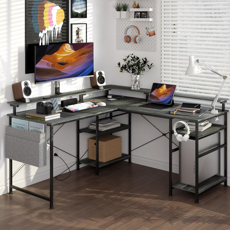 L-Shaped Metal Base Desk