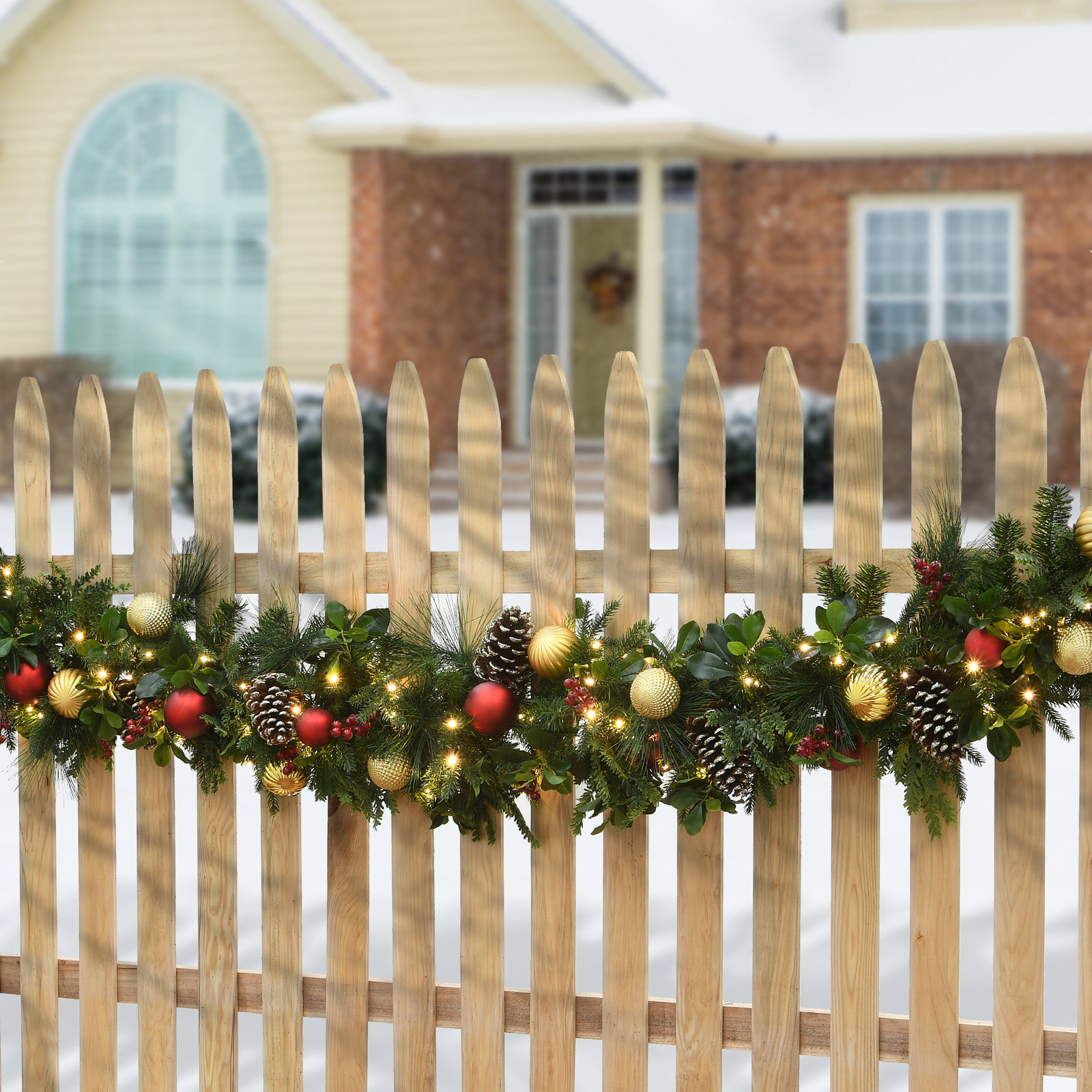 The Holiday Aisle® 9 ft. Decorated Rural Homestead Garland with LED Lights