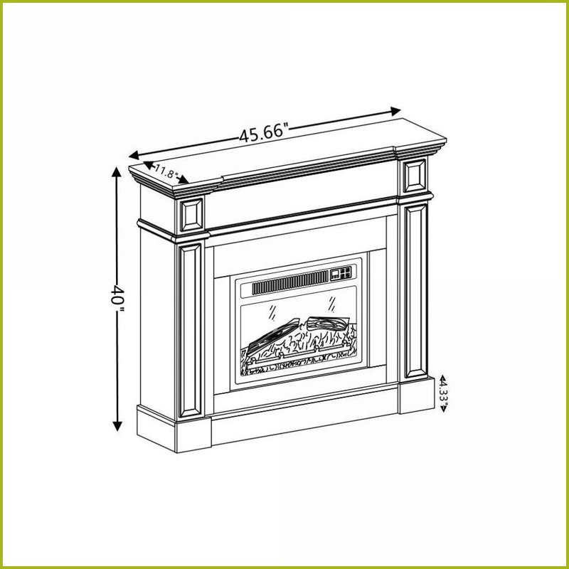 Fireplace Mantel | Traditional Cherry | 45.6”W x 11.8”D x 40”H | Fireplace Not Included | Cherry | MDF, Brown