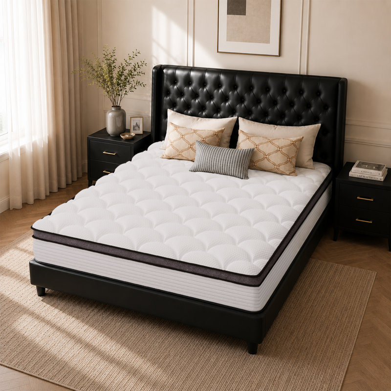 Matelas hybride en mousse à mémoire de fermeté moyenne (10''/12''/14''), certifié CertiPUR-US, 14", Grand lit