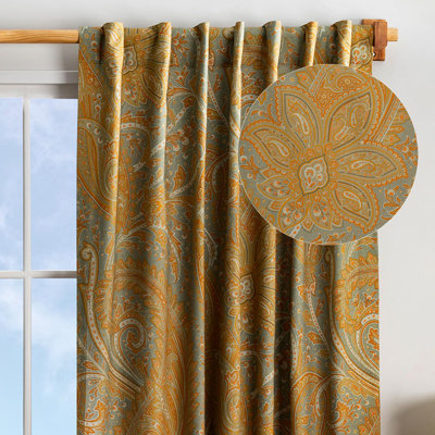 Maison d'Hermine Kashmir Paisley - Forest Green 100% Cotton Set of 1 Curtain - 50" x 124"