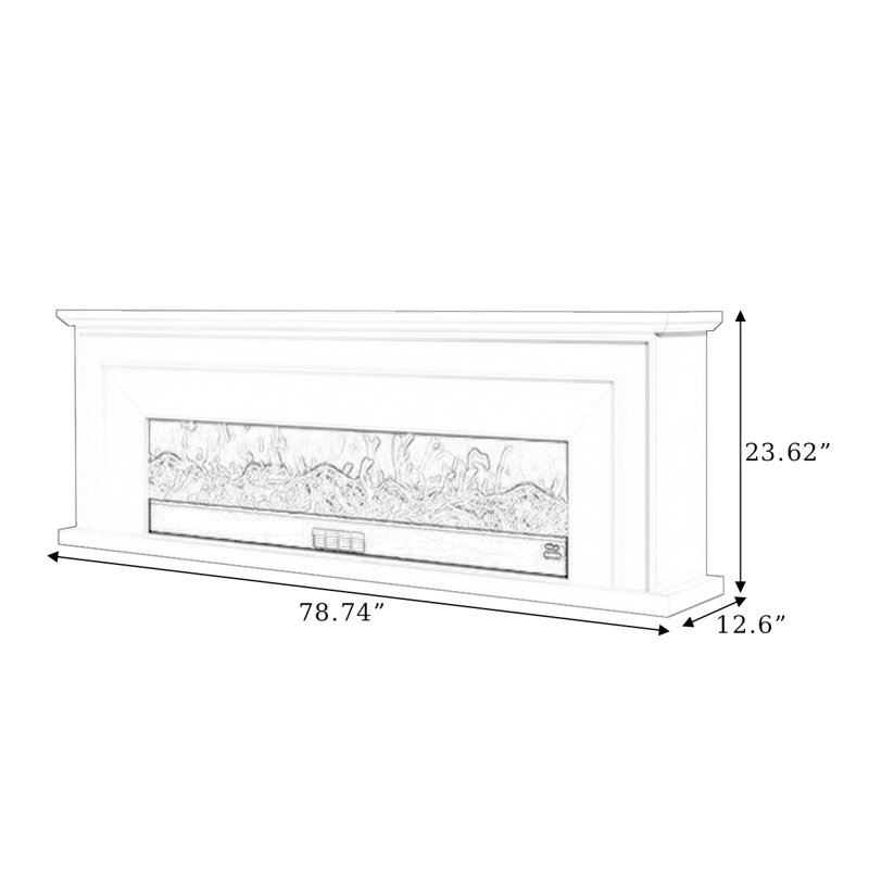 White Solid Wood TV Cabinet Heating Fireplace