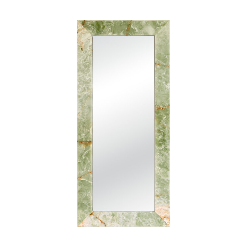 Suna Miroir rectangulaire encadré en marbre de pierre naturelle 35 po x 79 po