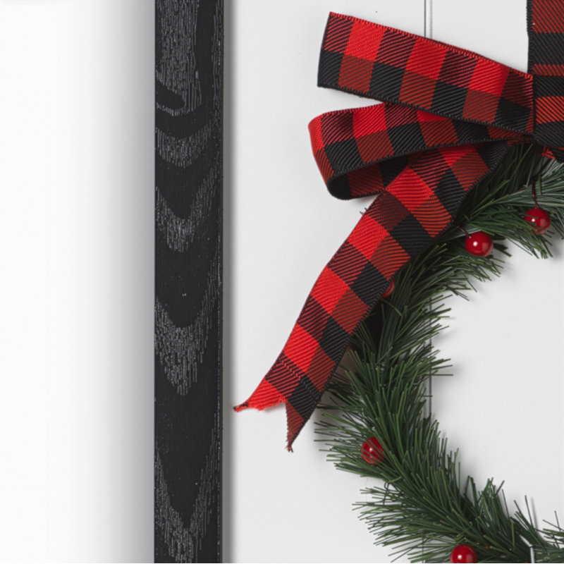 Storybook 27.5 in H Wood Holiday Sign with Pine Wreath and Bow Accents