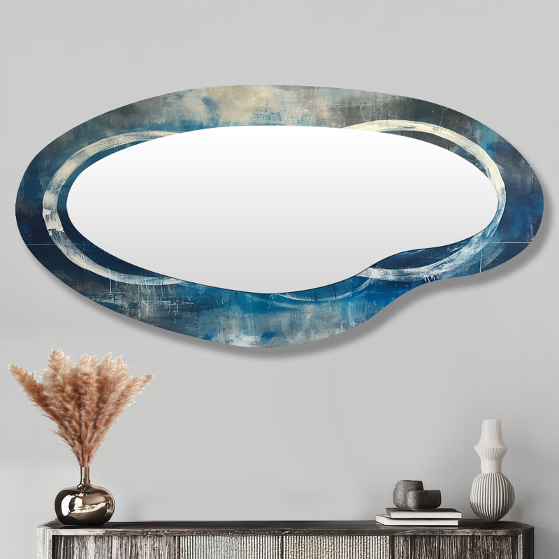Grand miroir mural blanc moderne à motif géométrique abstrait géométrique