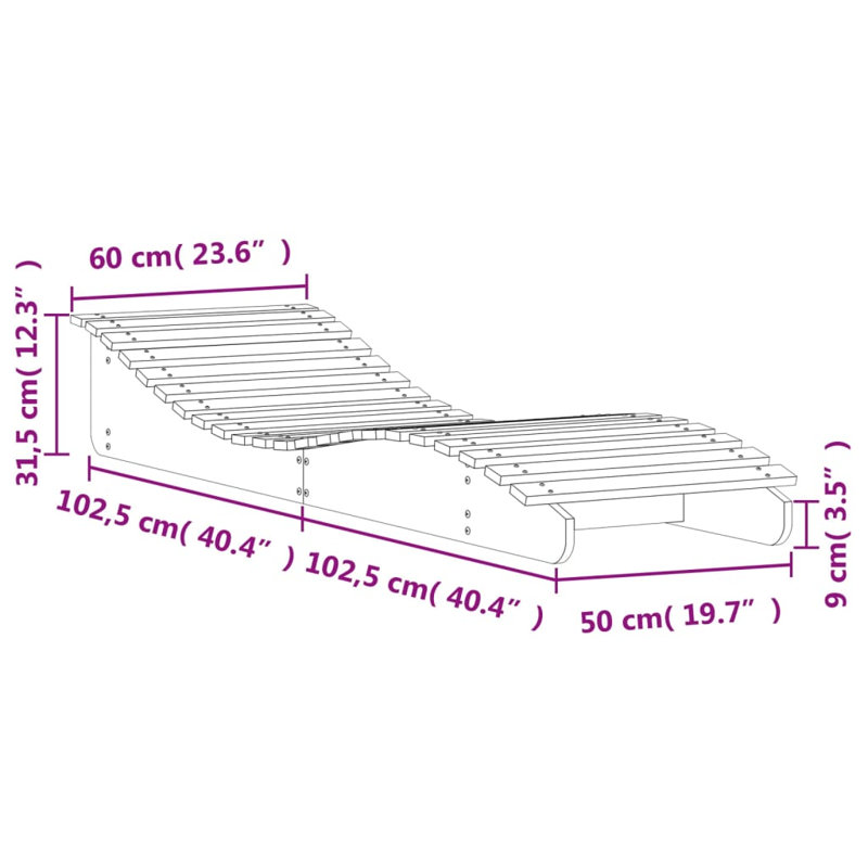 Aabas 205cm Long Pine Double Chaise, White