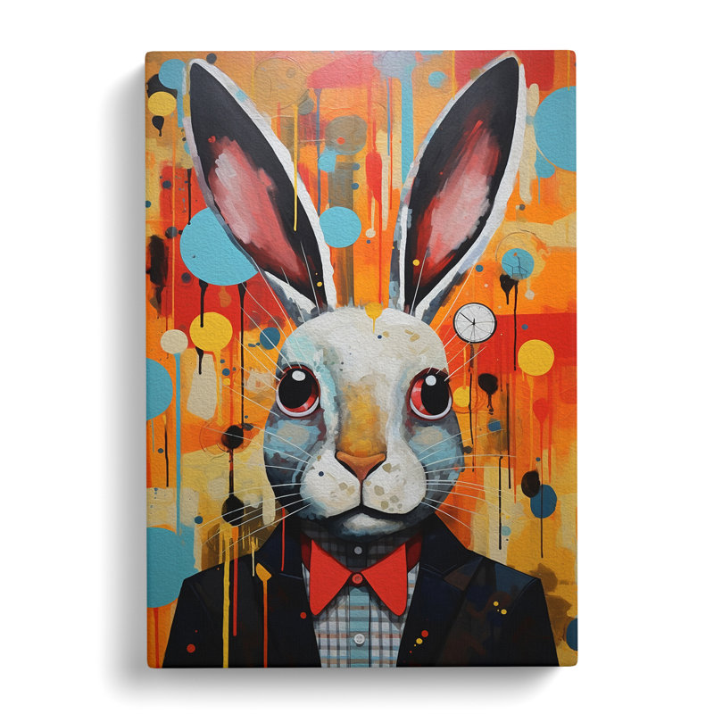 Rabbit Constructivism Art No.2 - Wrapped Canvas, 50cm H x 35cm W x 3cm D