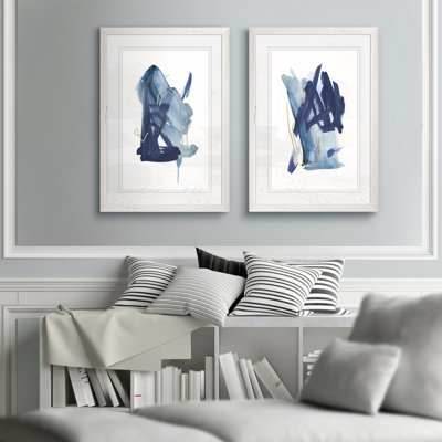 Indigo Collide I by Melissa Wang - 2 Piece Picture Frame Painting Set