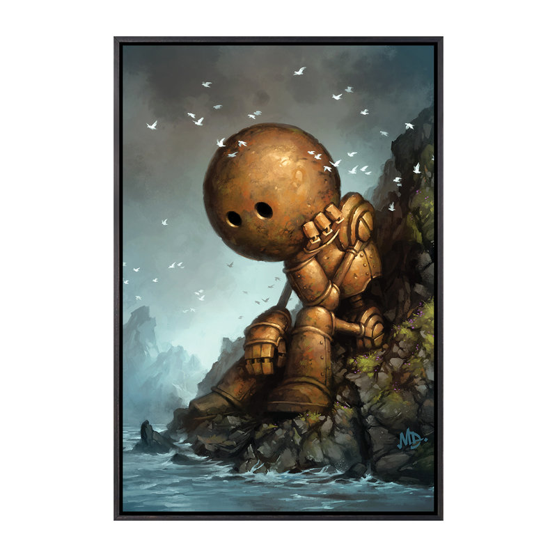 Décoration murale pour enfants Introversion, Toile avec cadre noir patiné, H 60 po x l 40po x P 1,5 po