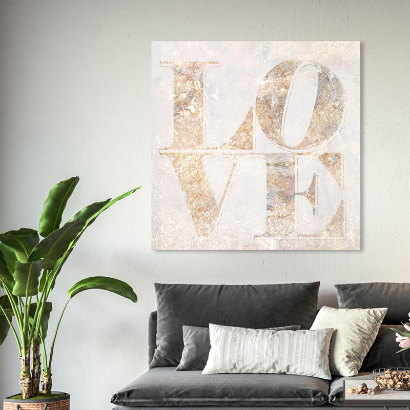 " Build On Love Champagne ", 16" H x 16" W, Wrapped Canvas