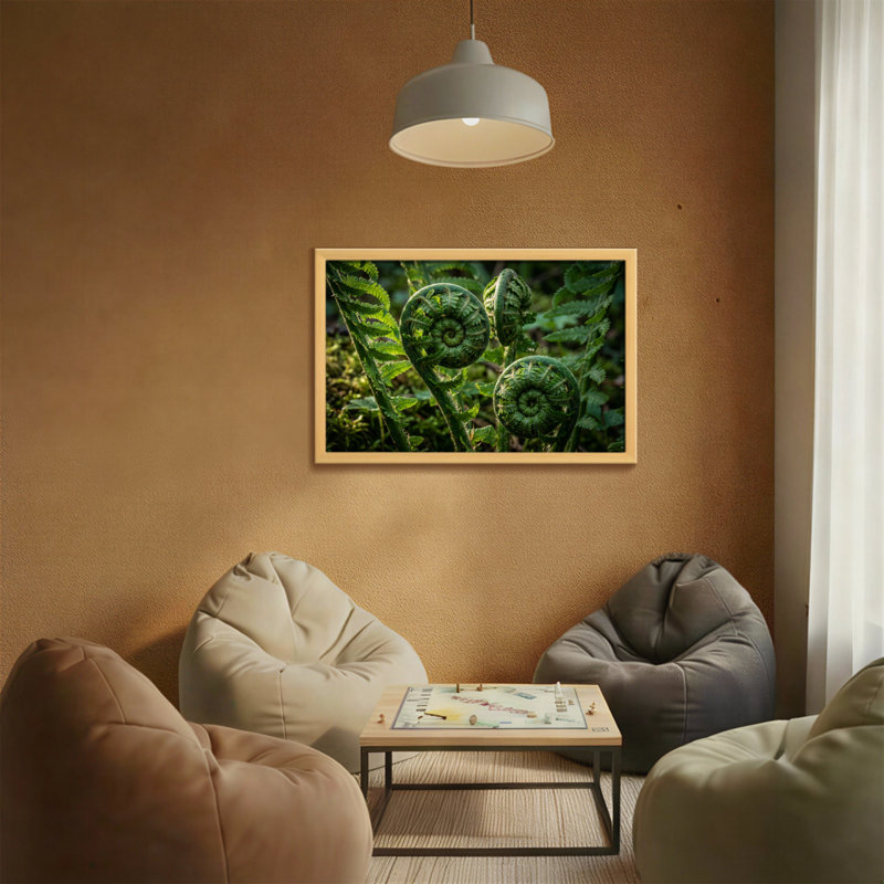 Plantes et fleurs, fougère verte en spirale, motif de nature, H 12 po x l 18 po