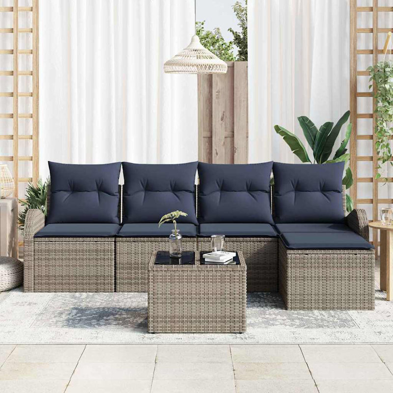 Ensemble de canapé de jardin vidaXL, Coussin bleu marine / structure grise