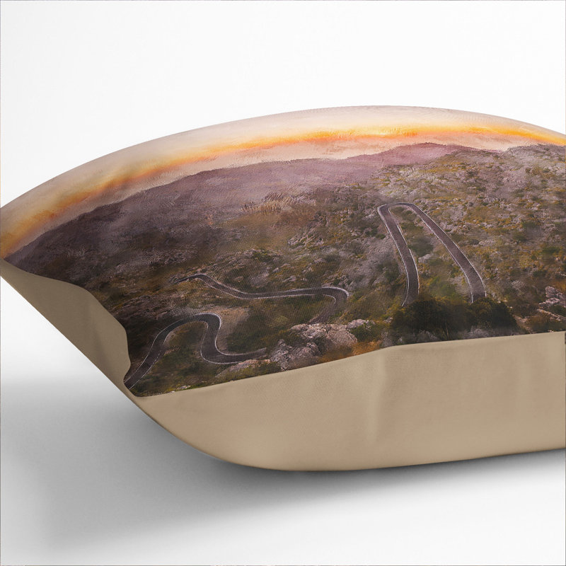 Road Through Mallorca Square Throw Cushion, Stone, 40cm H x 40cm W x 15cm D