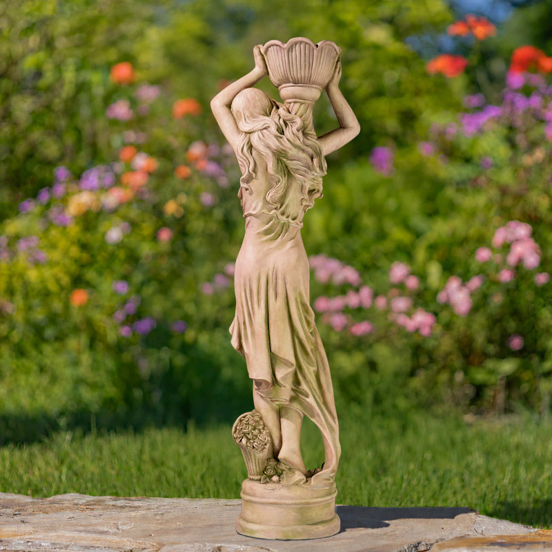 71 po Grande statue portant un pot de fleurs - Keira, Grey