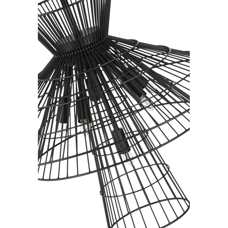 Bowry 6 - Light Dimmable Geometric Chandelier, Matte Black